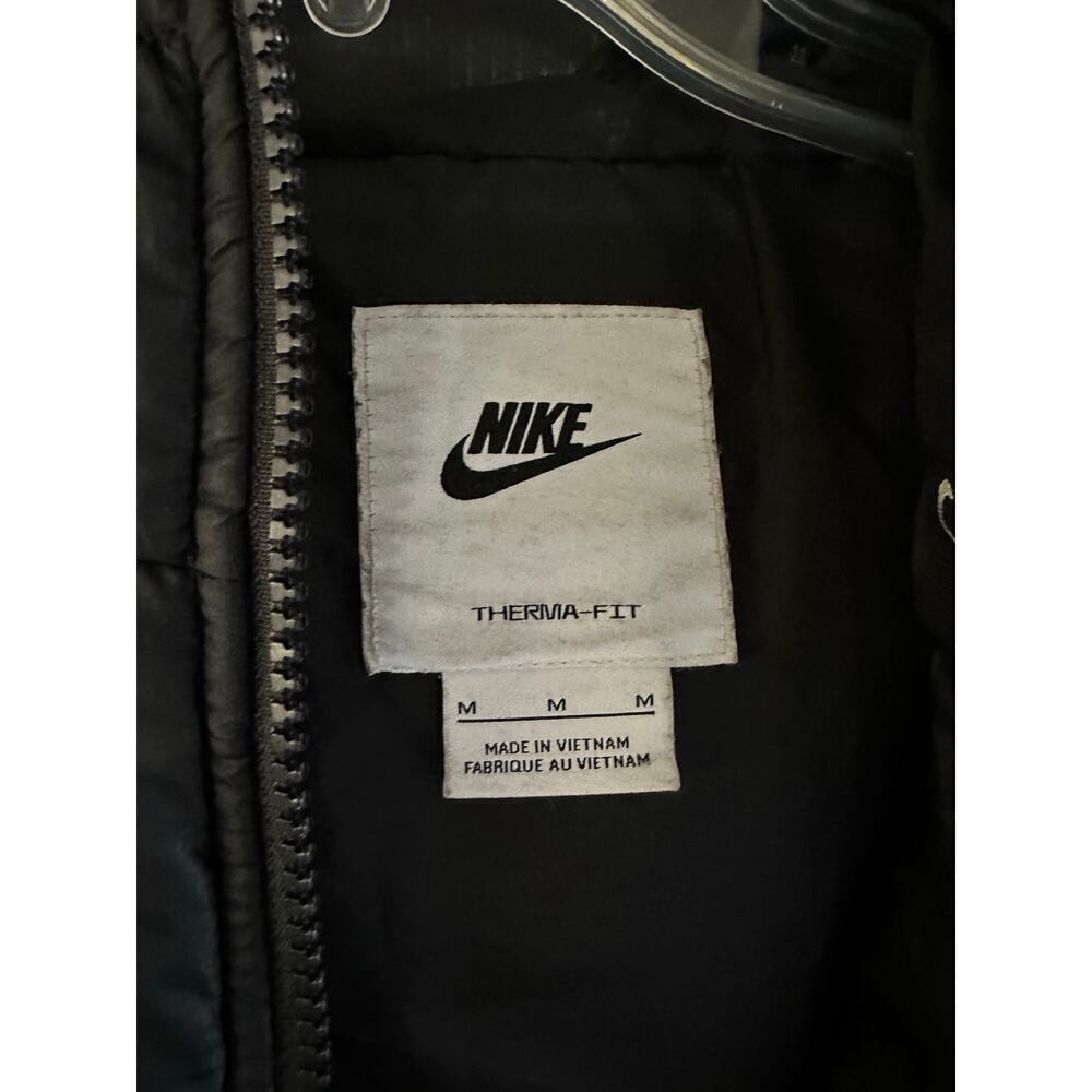 Nike Therma-Fit Black Hooded Sportswear Big Swoosh Zip Up Puffer Jacket Size M - Picture 5 of 10